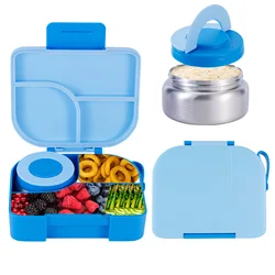 Bento Lunch Box con termo per zuppa da 8 once, contenitori per alimenti a tenuta stagna con 4 scomparti