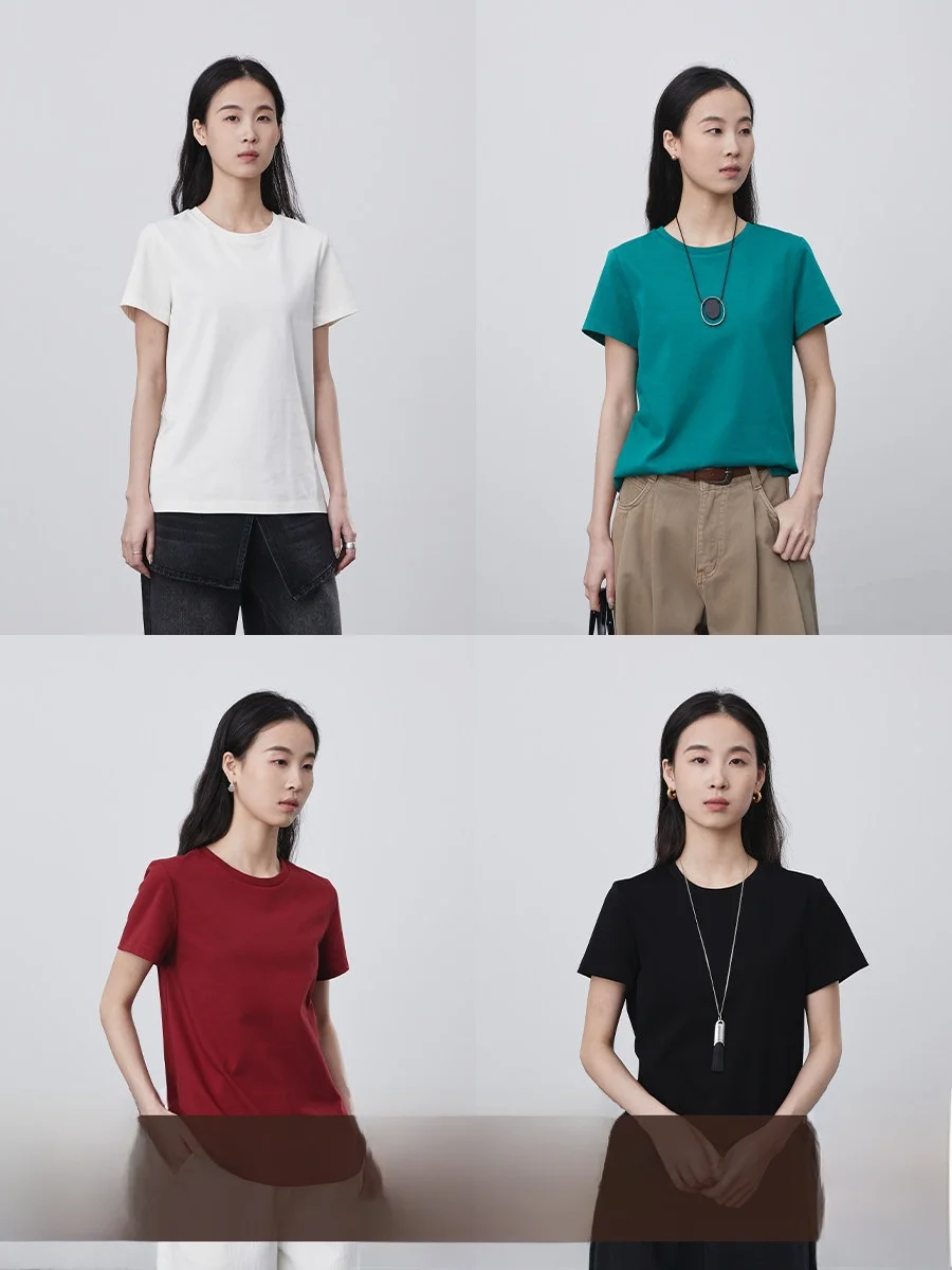 

Футболка CAREMIND из чистого хлопка ort Sve, женский базовый слой для поездок на работу, летний топ, четыре цвета, повседневный топ