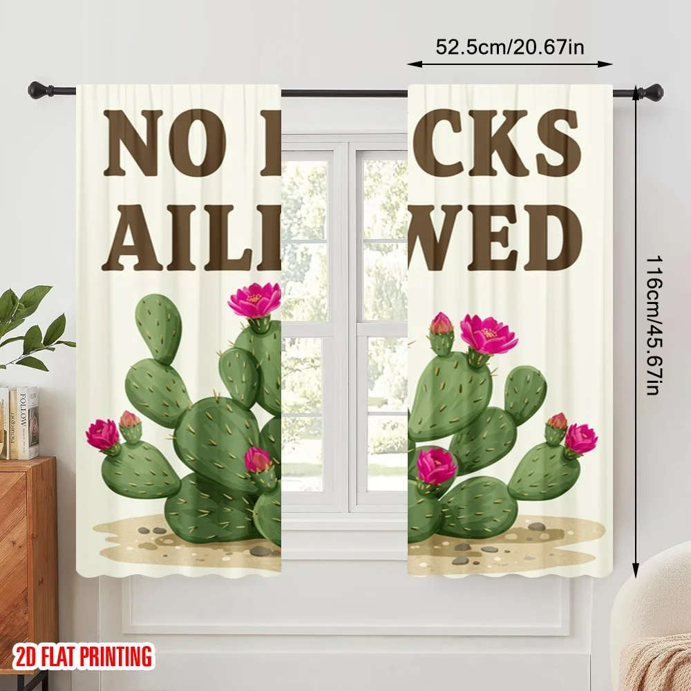 2pcs 2D flat printing Drapes Desert Cactus Blooms Polyester Without Electricity Party Decorations Use for Decorations