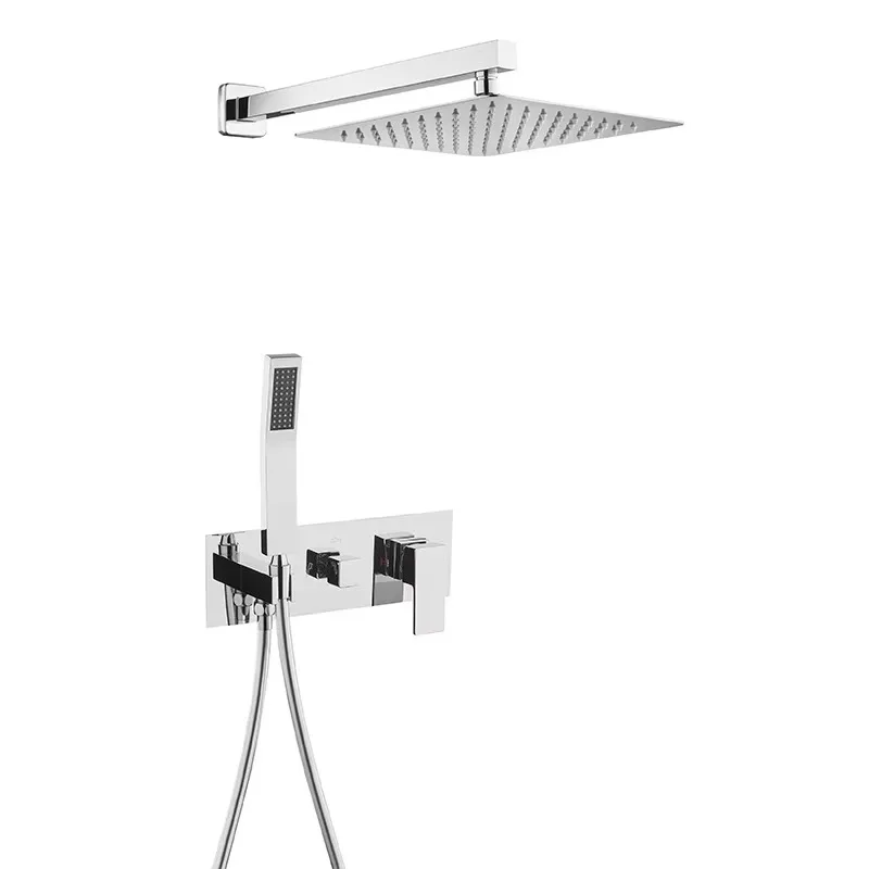 Bathroom Luxury Shower Faucet Set Rain Mixer Combo Set Wall Mounted Rainfall Square Shower System