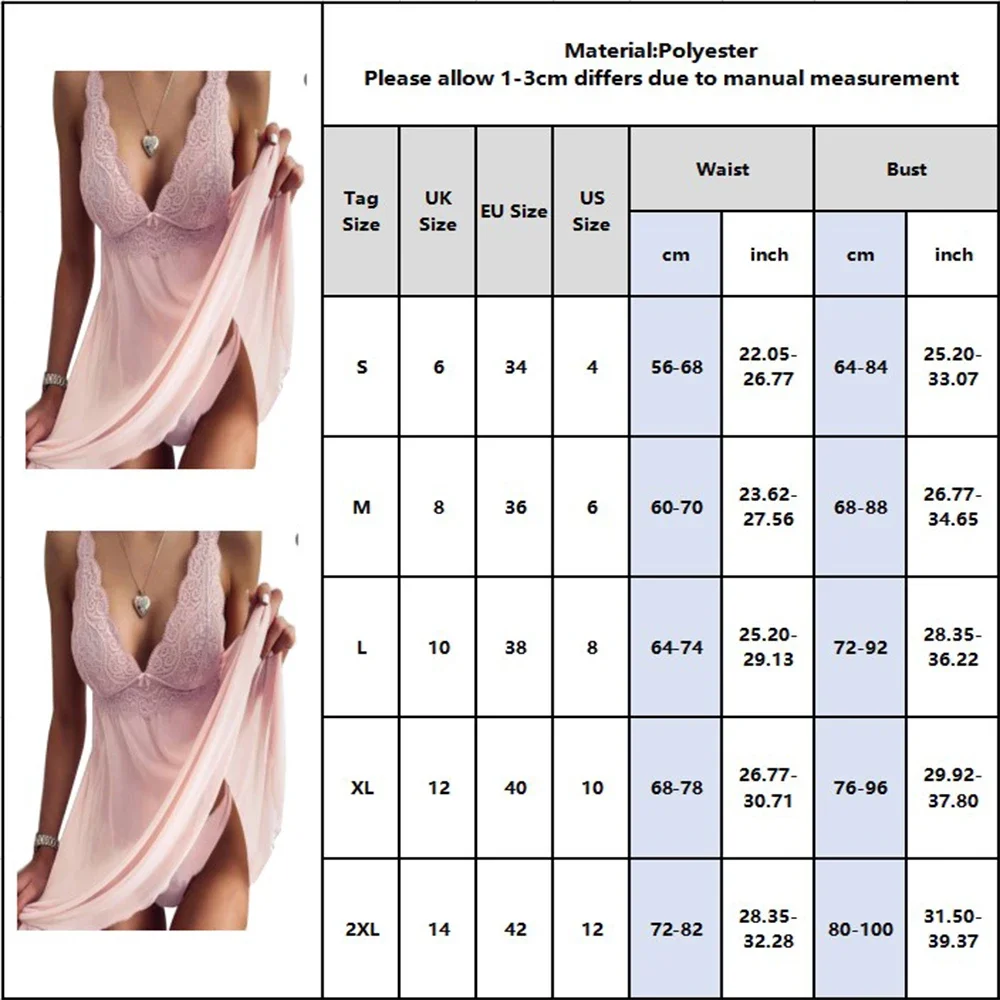 Sling Lingerie Set Women's Sexy Erotic Babydoll Dress Lace Stitching Deep-V Suspender Mesh Temptation Porn Pajamas Underwear