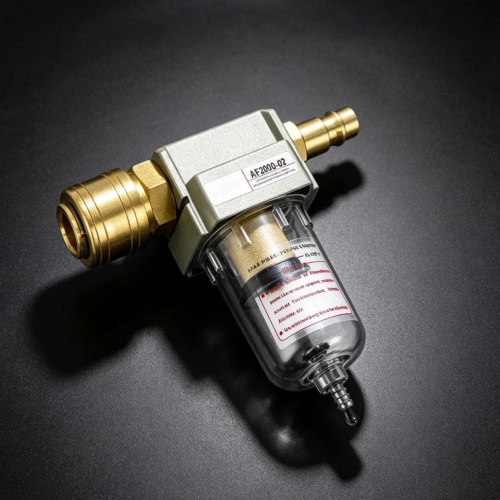 Brass 1/4in For Bsp Air Compressor Filter Water Separator With Quick Connect Fittings For Pneumatic Tool Dust Moisture Removal