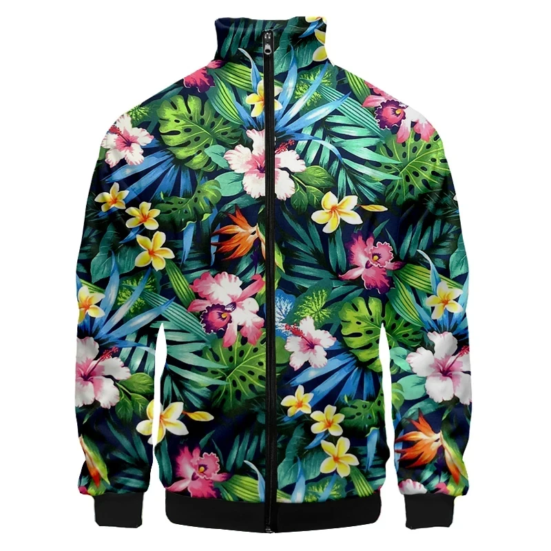 

3d Printed Rose Flower Graphic Jacket For Men Oversized Floral Pattern Zipper Jackets Coat Woman Clothes Kurtka Damska