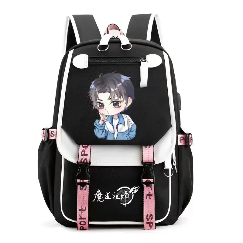 Maodaozushi Weiwuxian Anime Usb-Poort Rugzak Nylon Schoolboek Student Reistassen Laptop Casual Grote Messenger Bag