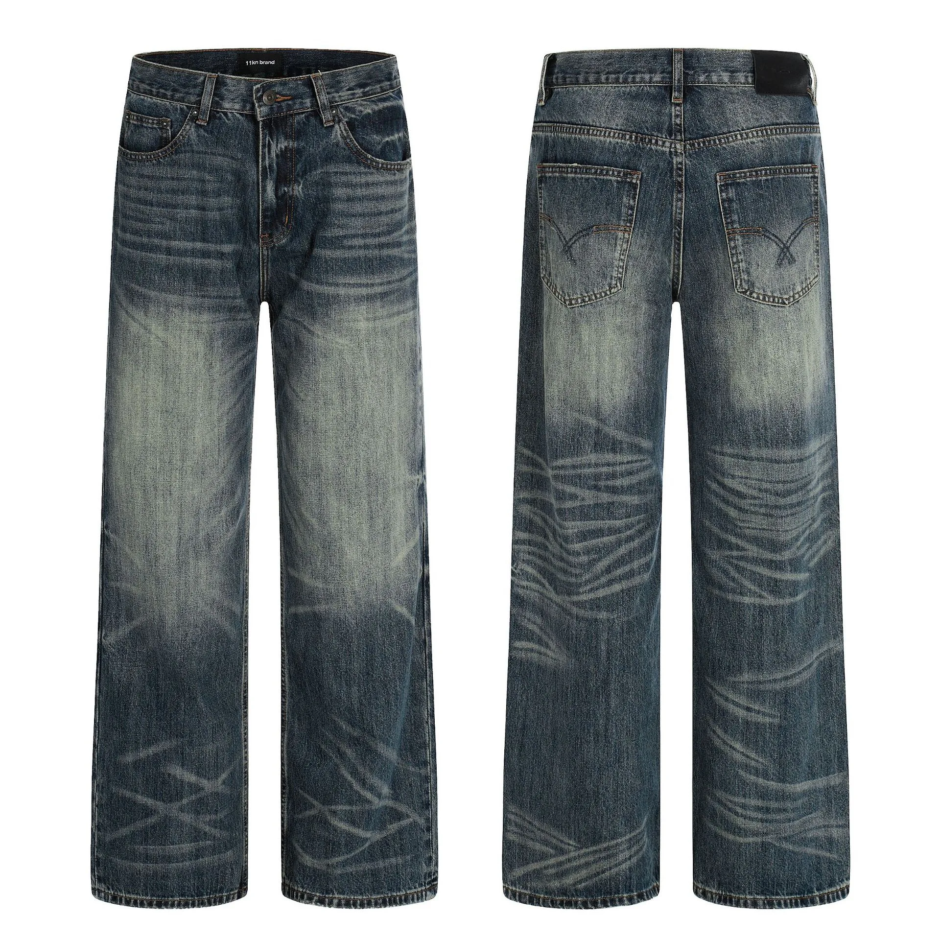 

Мужские джинсы в американском ретро-стиле, свободные, прямого кроя, повседневные, из денима, со средней посадкой, на молнии, стандартный крой