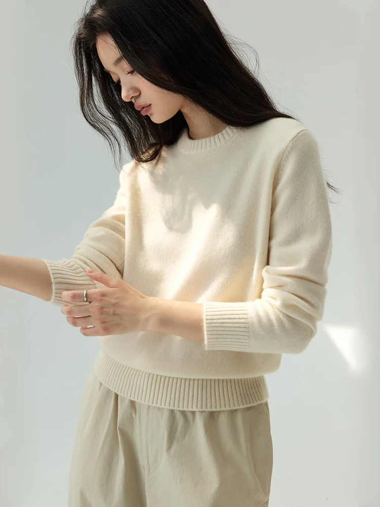 

Zhihua Classic Versatile Pure Camere round Ne Knitted Sweater Base Layer Cozy Winter Women's Faion Commute Sle