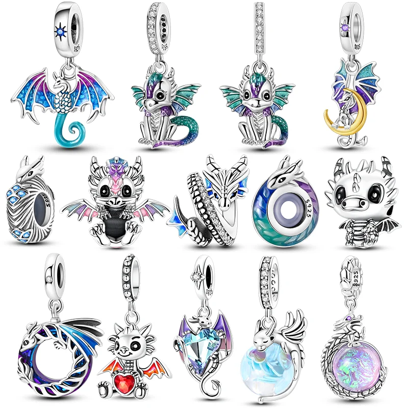 Hot Sale 925 Sterling Silver Charms Beads Sitting Flying Dragon Series Dangle Fit Original Bracelet Women Jewelry Gift
