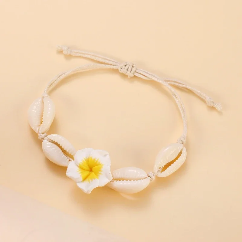 Trendy Shell Flower Anklet for Women Bohemian Handwoven Feet Rope Chain Female Fashion Beach Jewelry Accessories Party Gift