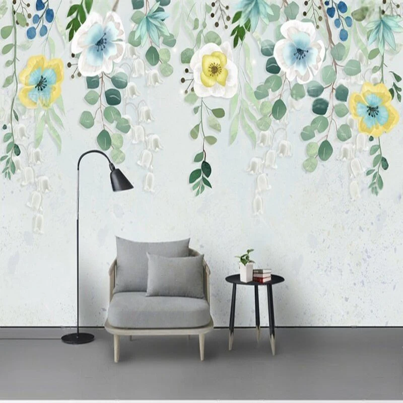 

Modern Nordic country-style flower TV luxury home bedroom background wall