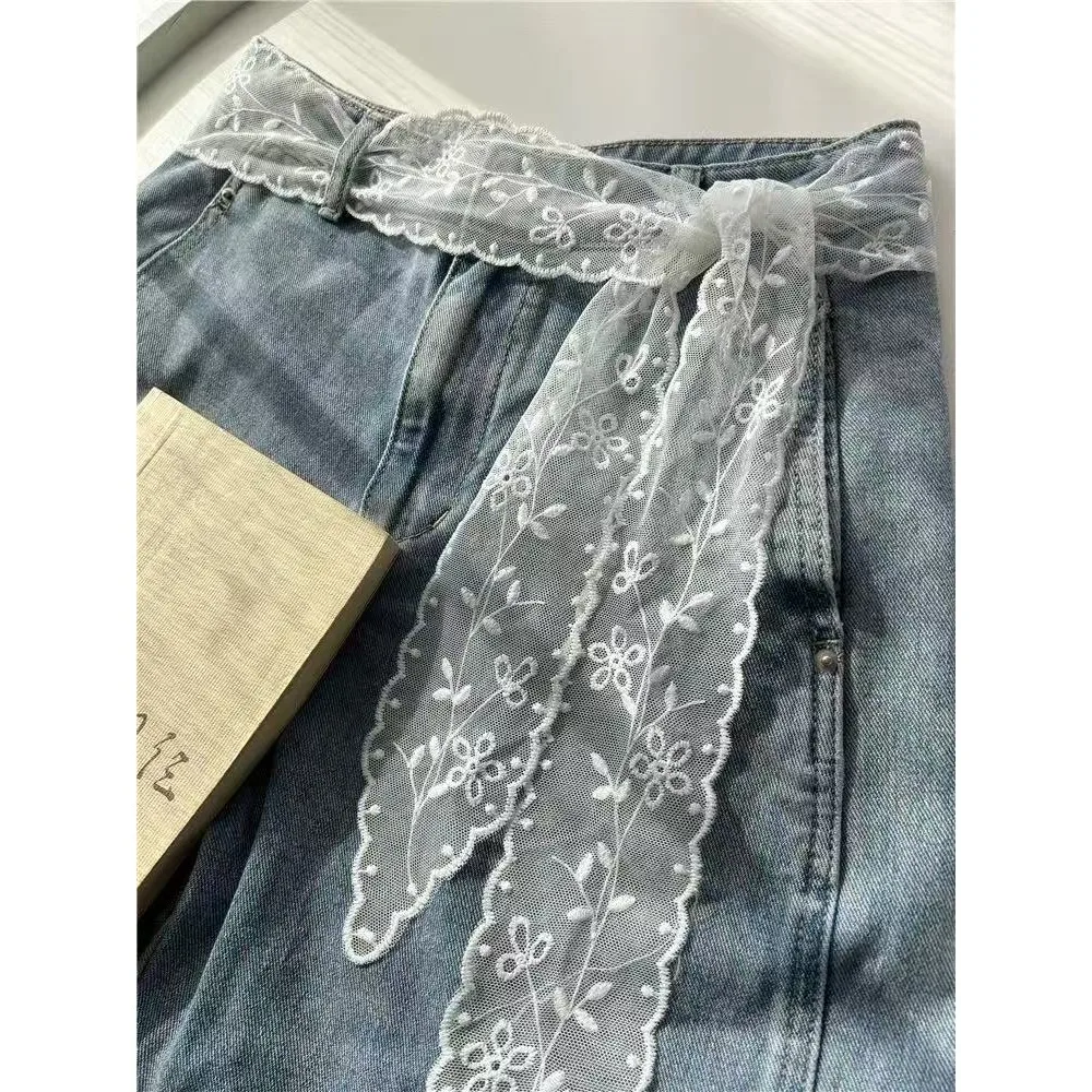 Sweet White Lace Belt for Women with Jeans Skirts Ribbon Scarf Tie Strap Belt Binding Scarf Fashion Accessories Daily Decoration view 6
