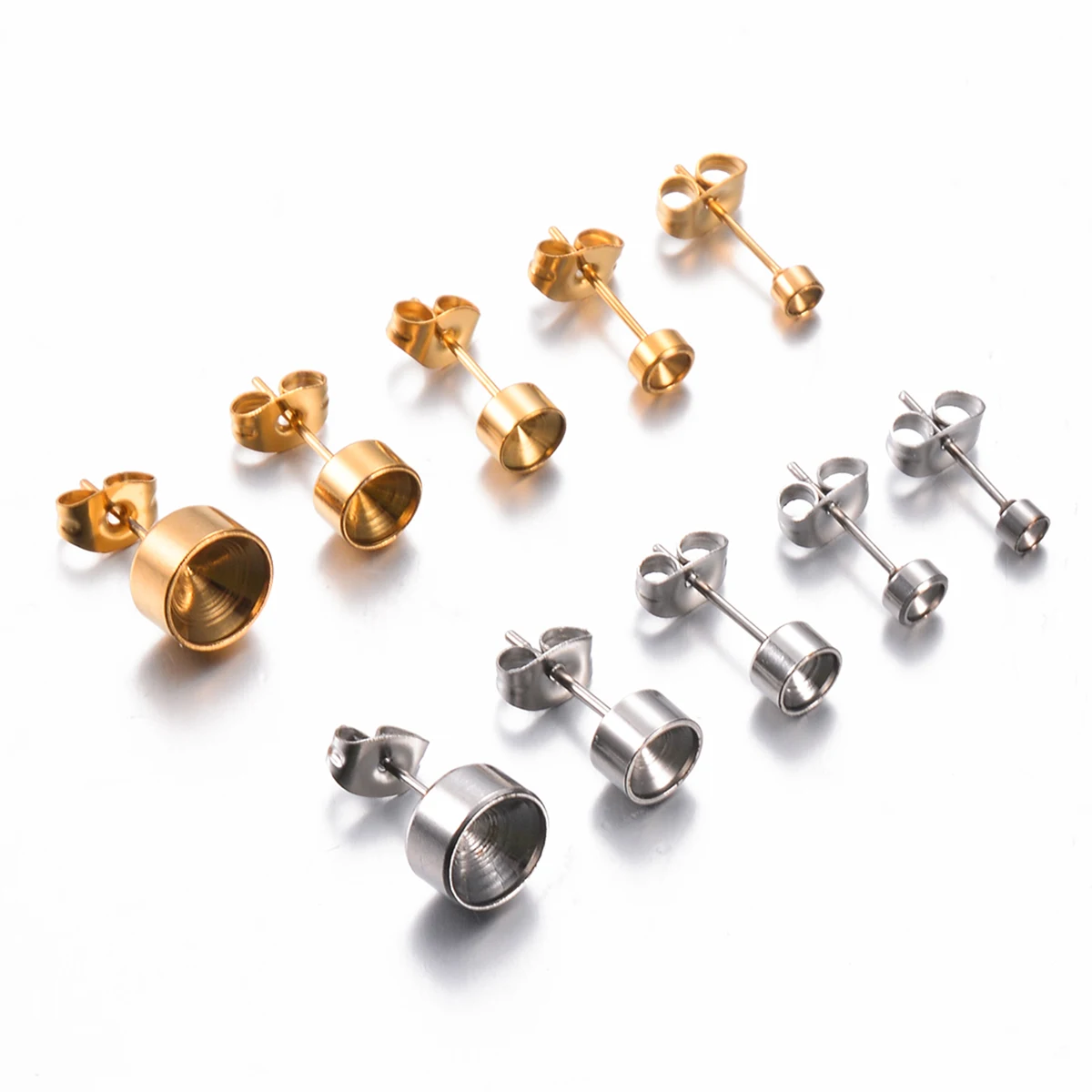 Großhandel 30 Stück/lot Edelstahl Blanko-Ohrstecker 3/4/5/6/8mm Basis für Strass DIY Schmuck – Detail 6