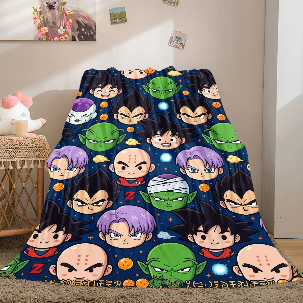 Dragon Ball Wonderful 2D Print Flannel Blanket Anime Figures Graphics for Bedding Sofa Chair Travel Picnic Blanket_LIAN