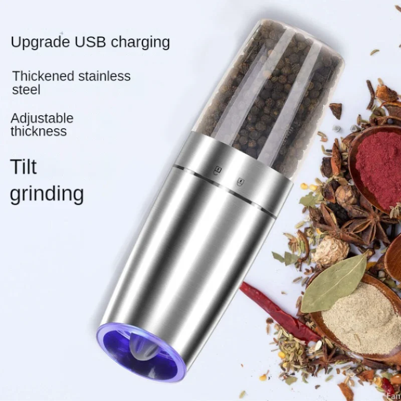 Grinder Coarse and Fine Adjustable Granule Grinding for Black Pepper Pepper Sea Salt Small Rechargeable Grinder for Home Use