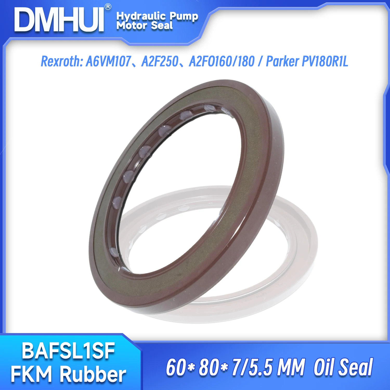 

DMHUI High Pressure Oil Seals 60x80x7/5.5mm Double Lip Rotary Seals for Concrete Sealing Applicable Model Rexroth/Parker