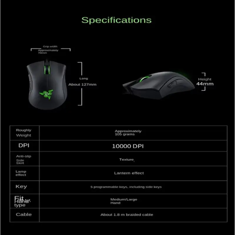 ماوس ألعاب سلكي Razer Purgatory Viper إصدار قياسي 6400DPI هدية تخرج وعيد ميلاد - 5