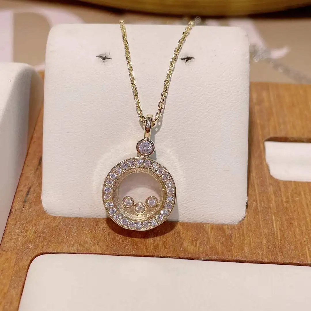 Luxury Round Shape Stackable Pendant Necklace Beautiful Full Cubic Zircon Tennis Chain Dubai Women Party Jewelry Gift D1571