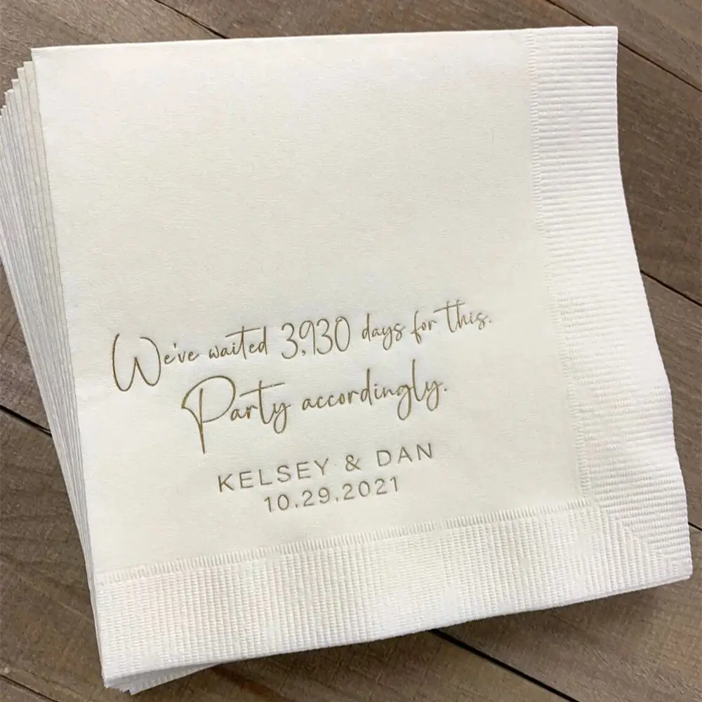 

Personalized Napkins Wedding Napkins Custom Monogram We waited for this Dinner Beverage Cocktail Luncheon Dinner Guest Towels Av