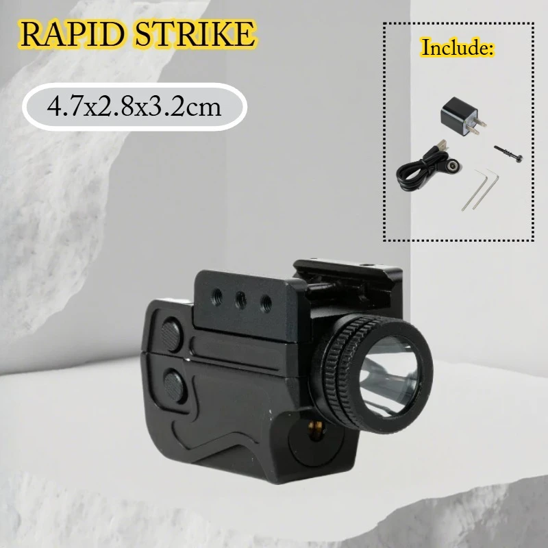 

450 Lumens Flashlight Red Green Light Magnetic Charging Strobe Mode For 20mm Picatinny Rail Toy Model