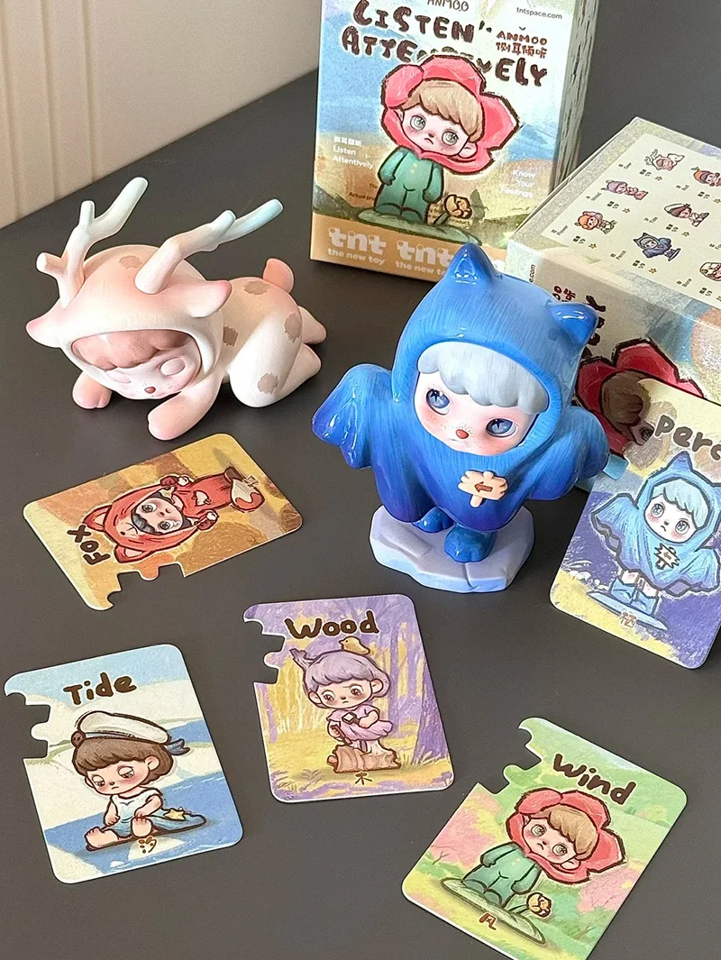 NIEUW Anmoo Luister naarzichtig Serie Pvc Beeldje Blind Box Trendy Kawaii Grappige Collectie Desktop Speelgoed Decoratie Kindercadeau