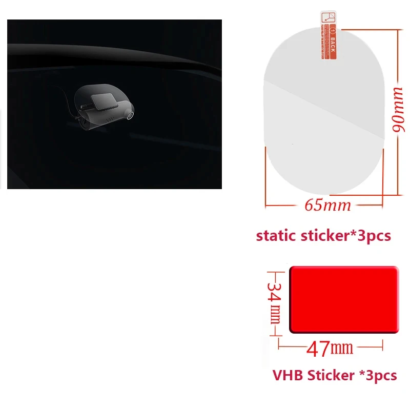 For DDPAI Z40 Dash Cam Smart Film and Static Stickers for DDPAI  Car DVR VHB Sticker holder 3pcs