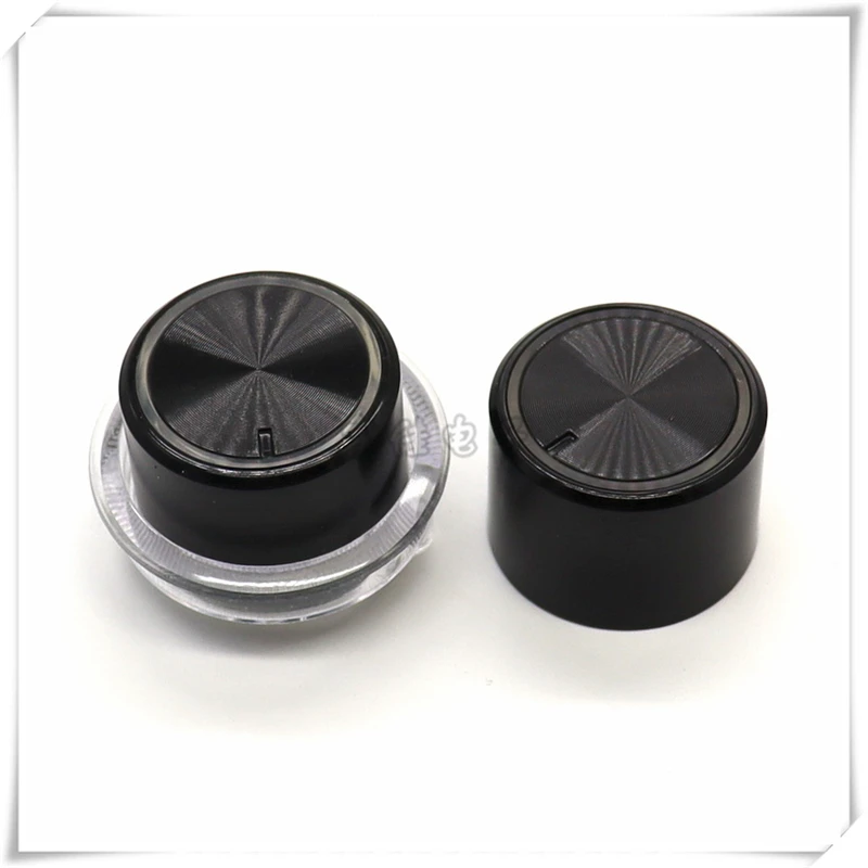 2PCS 25*17MM Black Straight Body Knob Light Guide Potentiometer knob, light-transmitting Knob Cap With Transparent Lamp Cup