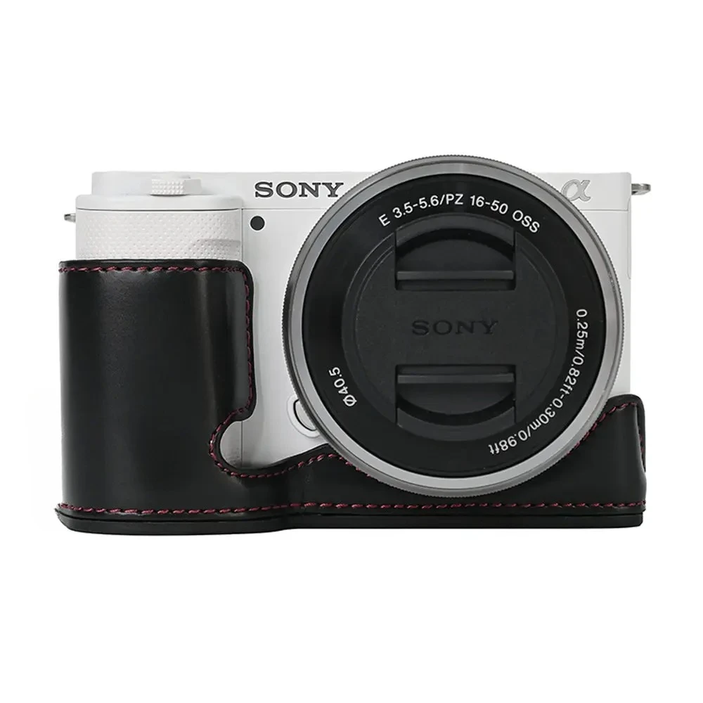 PU / Genuine Leather Camera Bag Half Base Body Case Cover Shell Protector for Sony ZVE10 II ZVE10 Mark ii ZV-E10 II