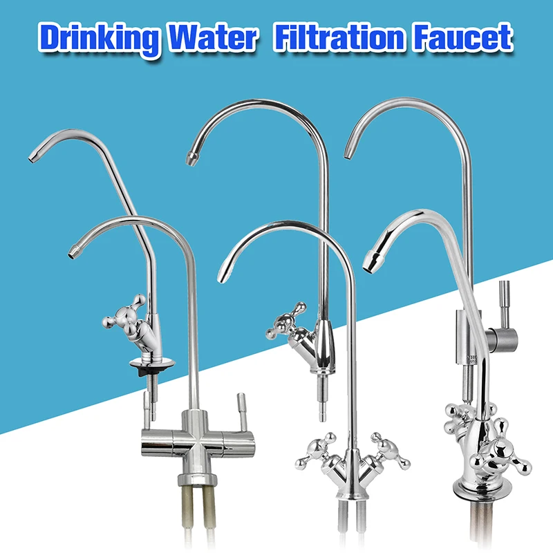 1pc Kitchen Water Filter Faucet 1/4 Inch Connect Reverse Osmosis Faucet 1/2/3Heads Stainless Steel Filter for Drinking Purifier