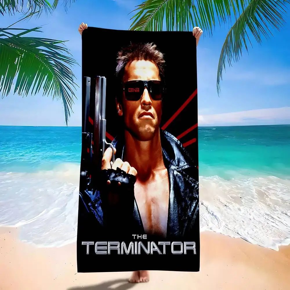 Sci Fi Movie T-Terminator Anime Beach Swimming Towel Soft Absorbent Washcloth Children's Gifts for Kids Travel Camping Gym