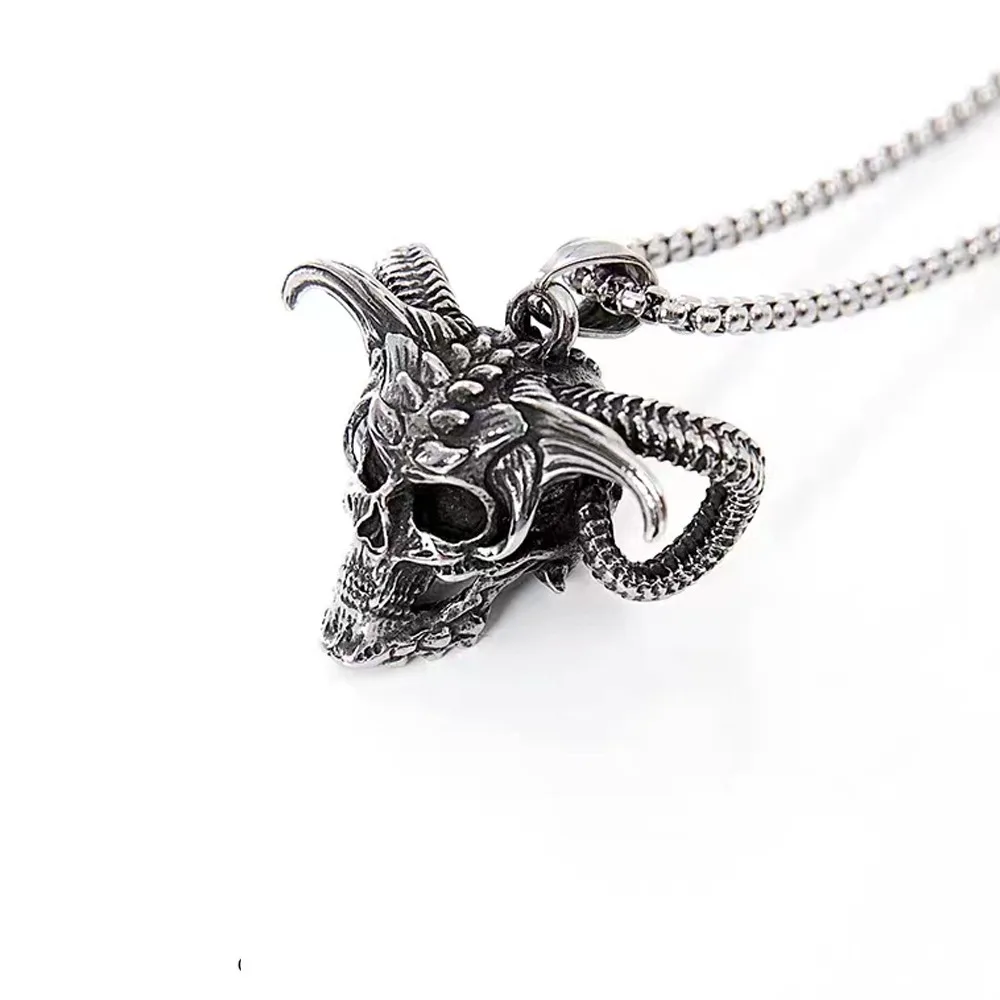 New American Street Style Trump Skeleton Necklace, Male Trend, Fashionable Rock Punk Style Pendant Jewelry