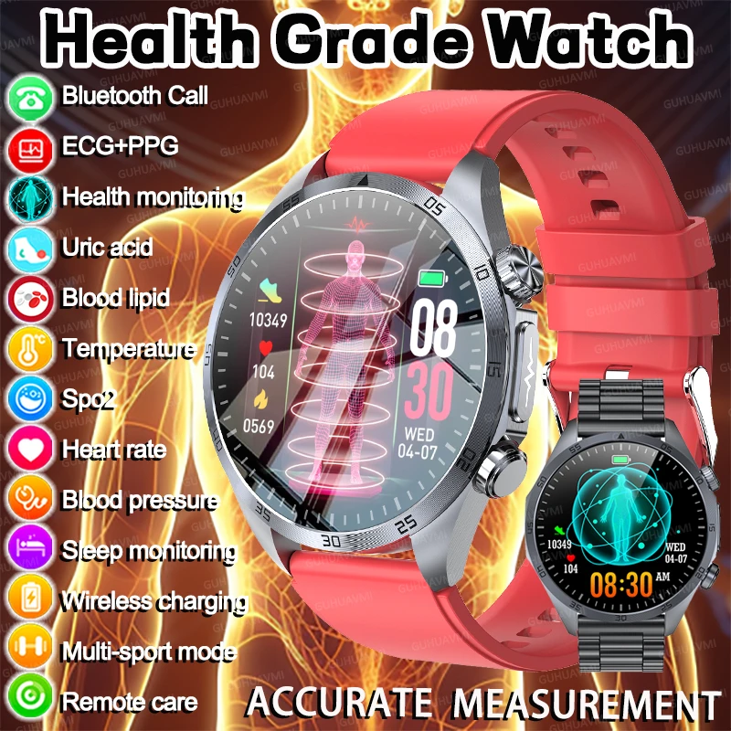 

2026 NEW CES Science Sleep Aid Smart Watch Men Laser Pulse Therapy Three High ECG+PPG Blood Pressure Clock HD Call Health Watche