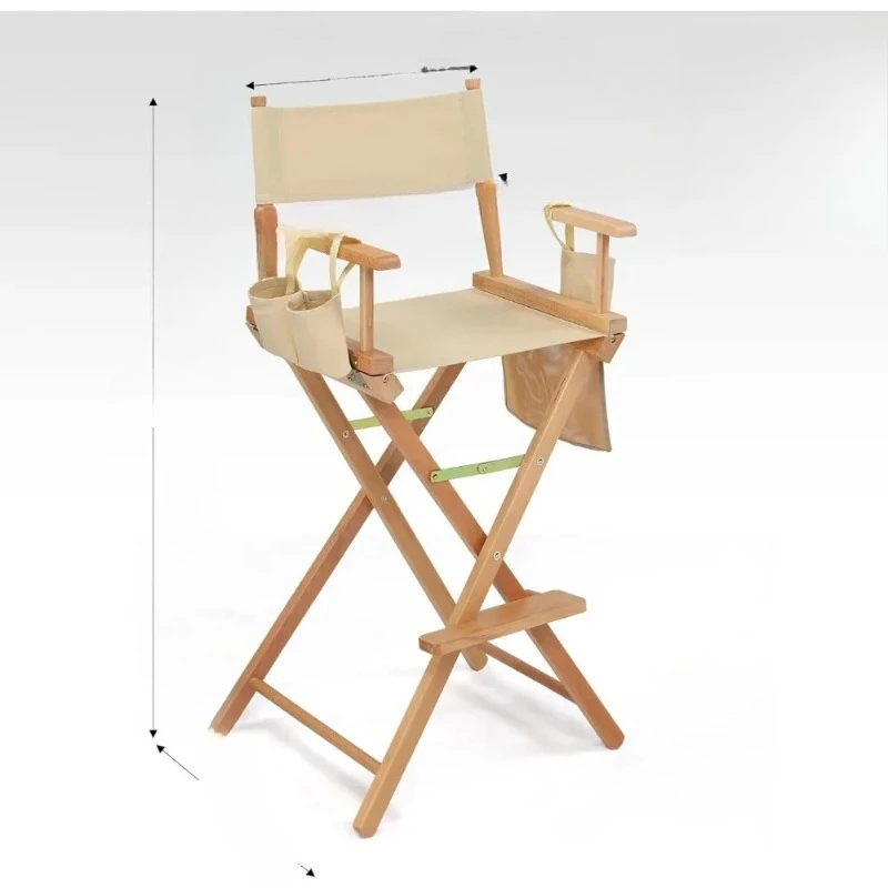 Portable Folding Makeup Chair with Storage and Footrest - Extra Tall Directors Chair for Professional Salon Use and Outdoor Even