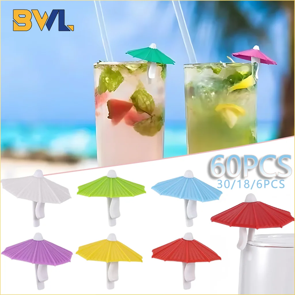 

6-60PCS Umbrella Wine Glass Markers Drinking Cup Identifier Sign Mark Party Supplies Wine Glass Charm Labeling Supplies