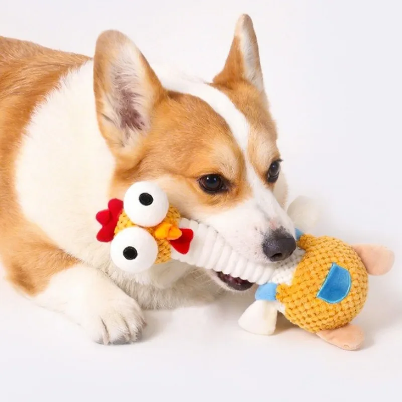 

Squeaky Dog Toy Long Neck Chicken Design Teeth Grinding Plaything Stress Relief Interactive Supply Soft Bite Resistant Dog Toy