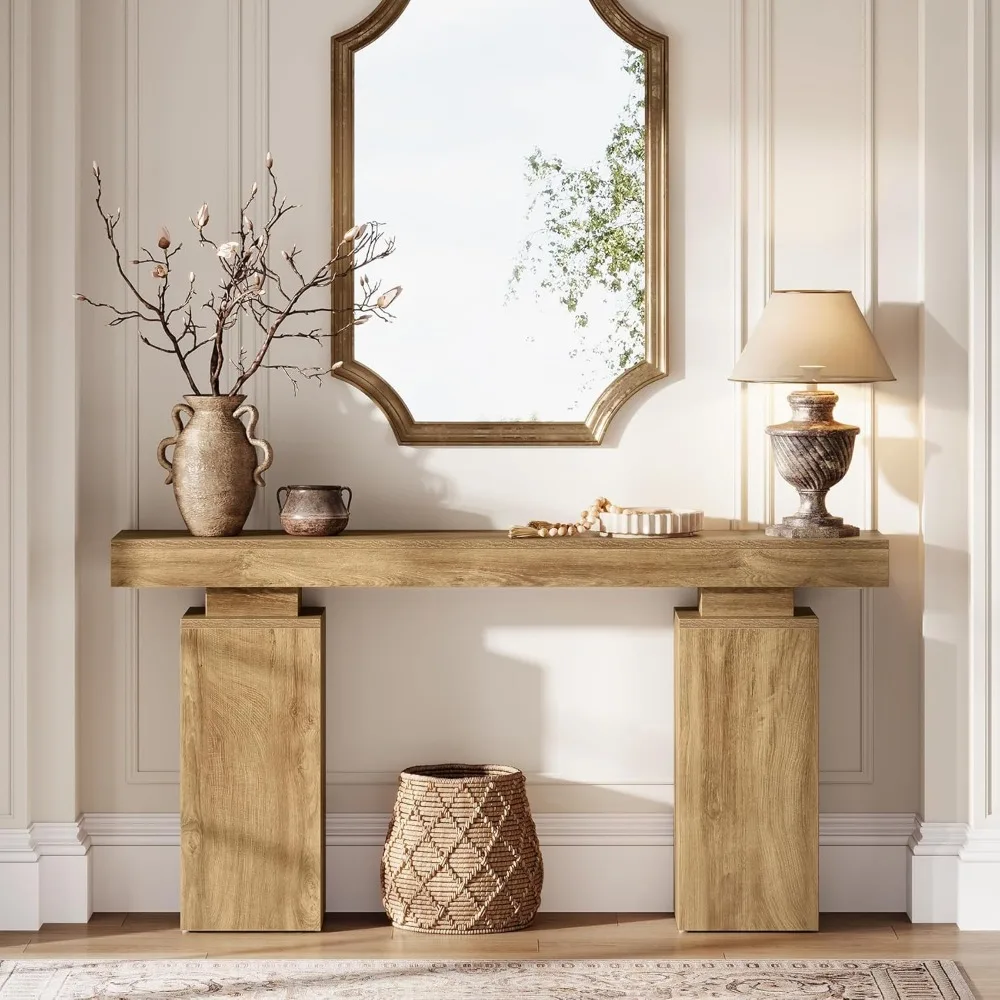 63 طاولة كونسول للمزرعة للمدخل، خلف الأريكة، حامل بهو خشبي، أثاث المدخل الحديث