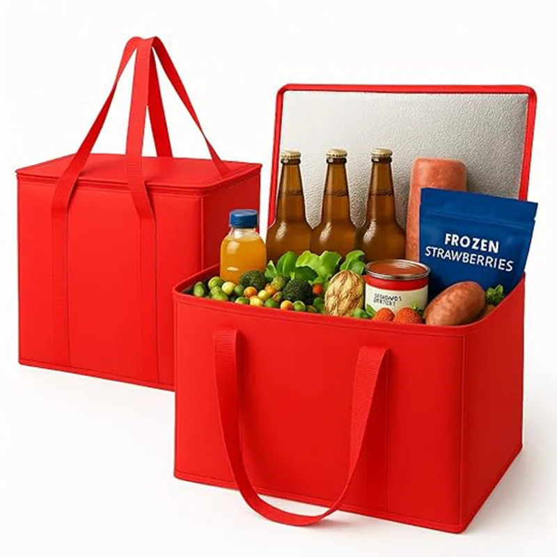 

Изолированная сумка для еды на открытом воздухе, свежего производства, морепродукты, ланч-бокс для пикника, толстая нетканая ткань, ручная изолированная сумка.