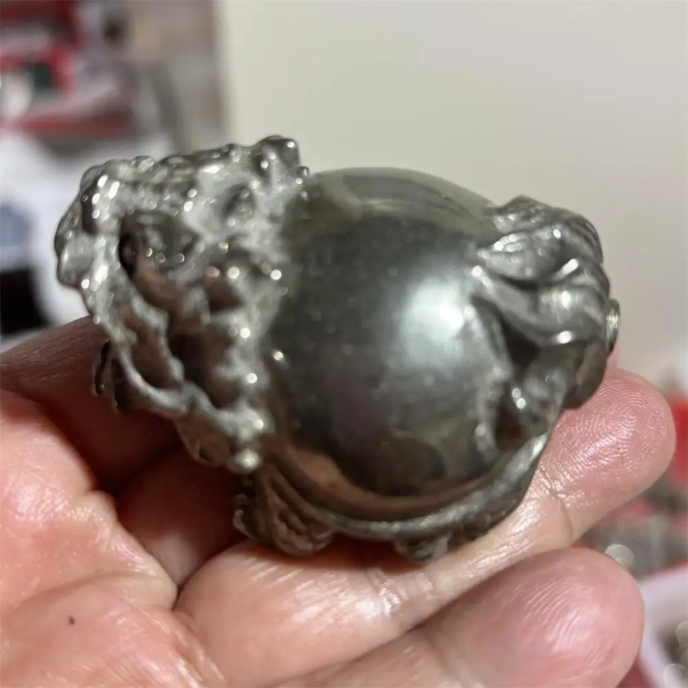 Natural Pyrite Pixiu Carving Reiki Healing Feng Shui Stone Decorative Animal for Home Garden Holiday Crafts Gift