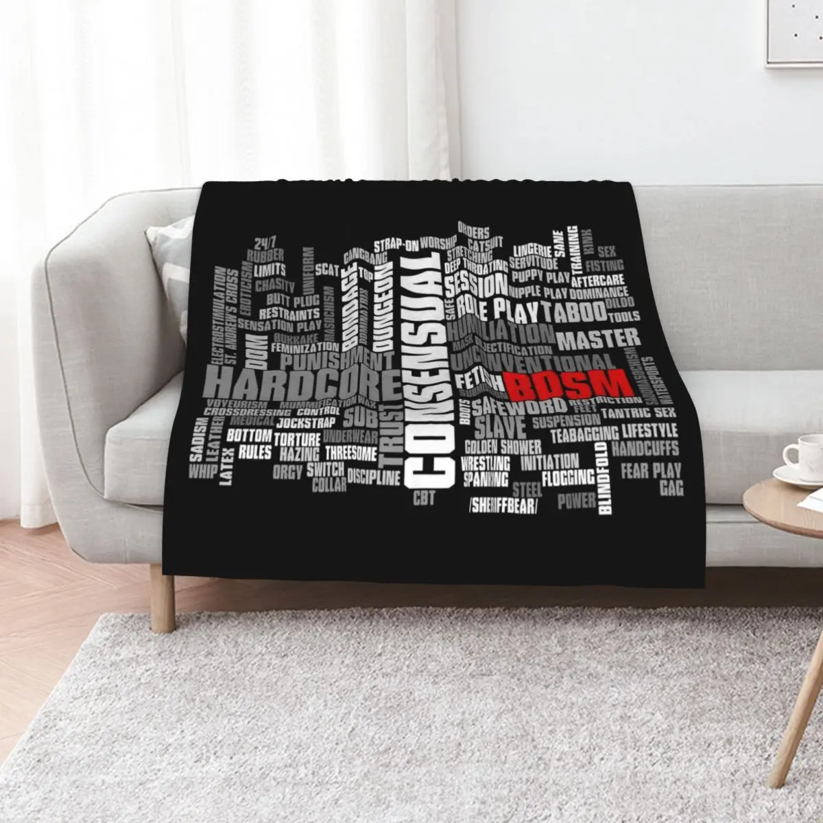 BDSM words cloud Throw Blanket Flannel Fabric Decorative Throw Plush Retros Blankets
