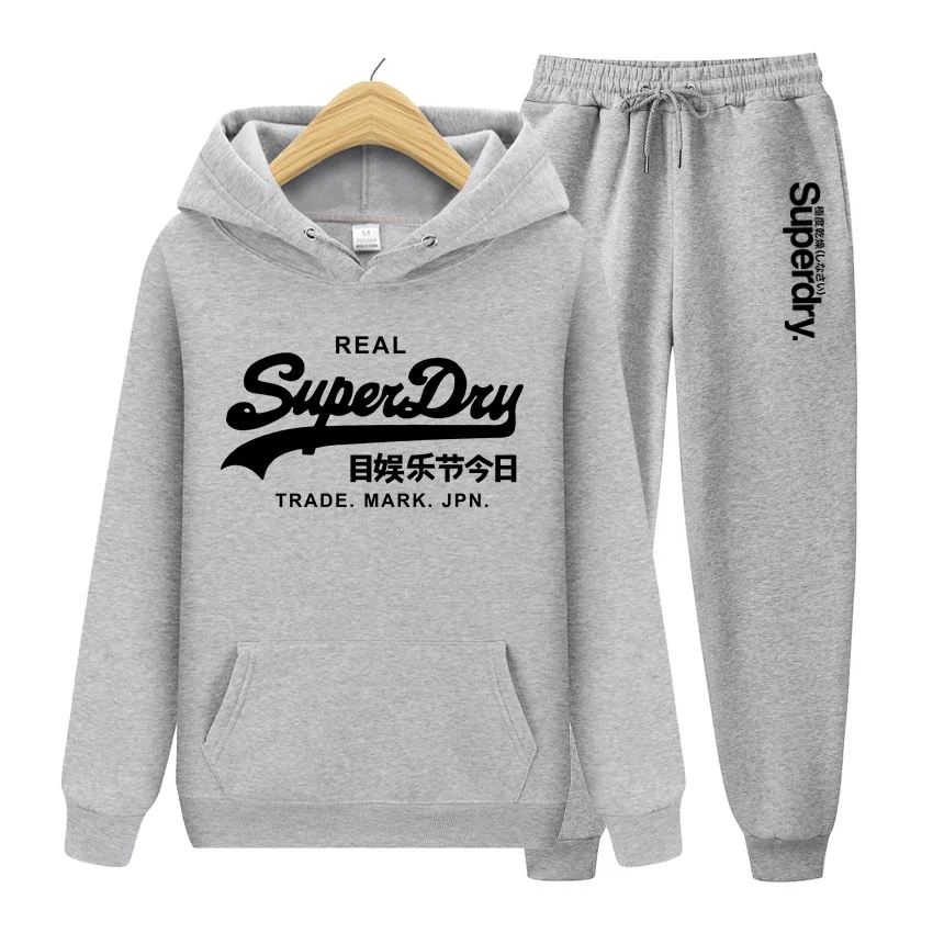 Brand Print Tracksuit Men Pullover Hooded Sweatshirt and Sweatpants Two Pieces Suits Male Casual Fitness Jogging Sports Sets