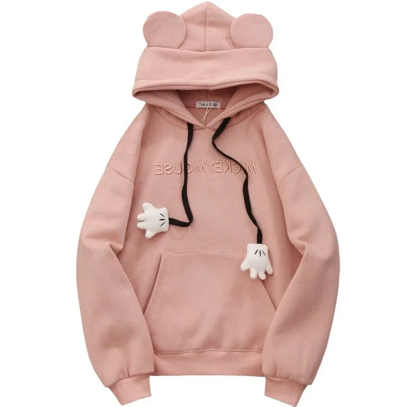 Winter Pullover Sweater Women Tops Boho Cap Casual Cut Pocket Long Sleeve Pull Female Solid Hooded Sweaters Pullovers