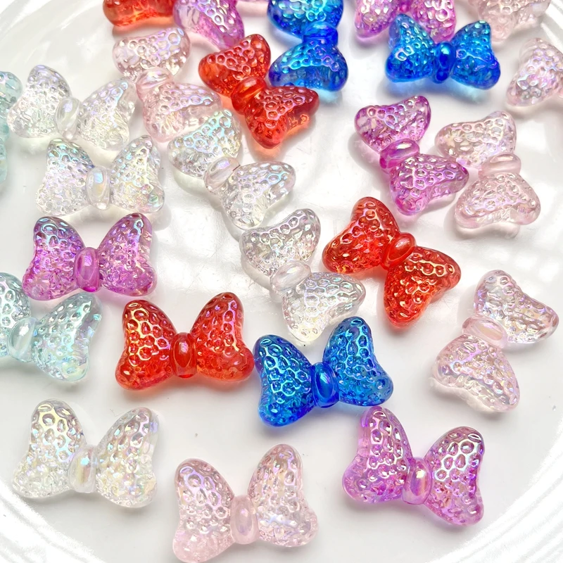 Mix 30x20mm high gloss acrylic candy colored bow AB beads for jewelry making DIY hair rope hair clip decorative accessories 6pcs