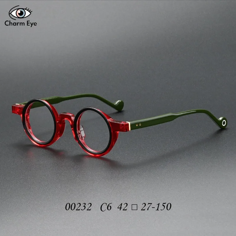 New Women's Round Glasses 00232 Fashionable Retro Acetate Eyeglasses Frame Men's Optical Myopia Reading Prescription Eyewear