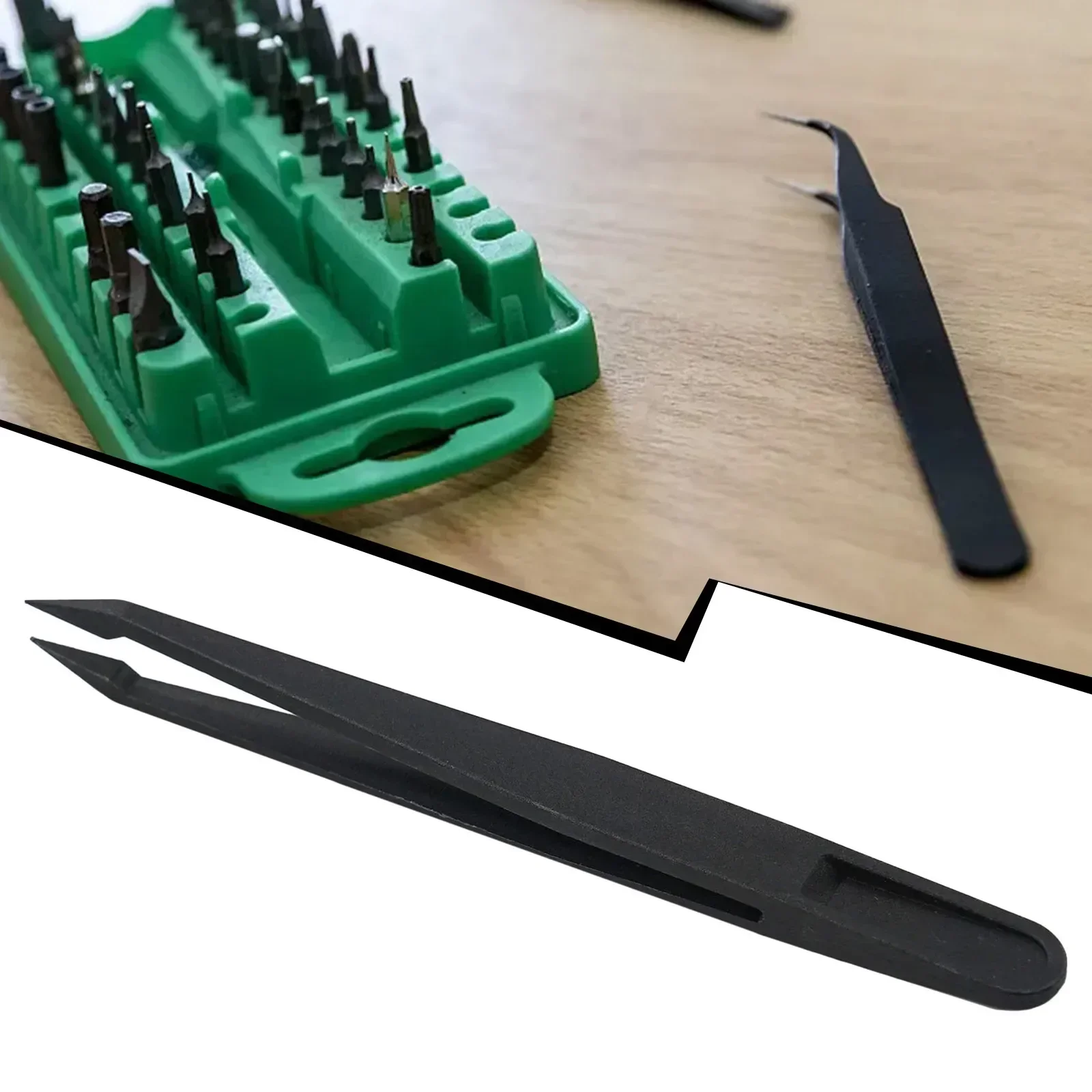 Precision Tweezers Set Carbon Fiber Plastic Upgraded Anti-Static Curved Tweezers For Electronics Laboratory Work