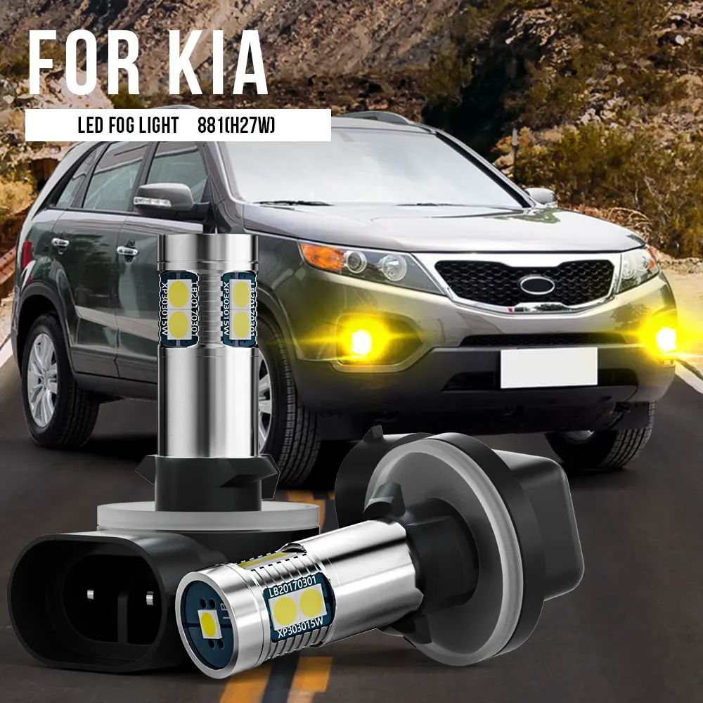 

2x 881 H27W H27W/2 LED Fog Light Lamp Canbus For Kia Carens 2 3 Ceed Cerato Magentis Picanto Rio Sedona Sorento Soul 1 Sportage