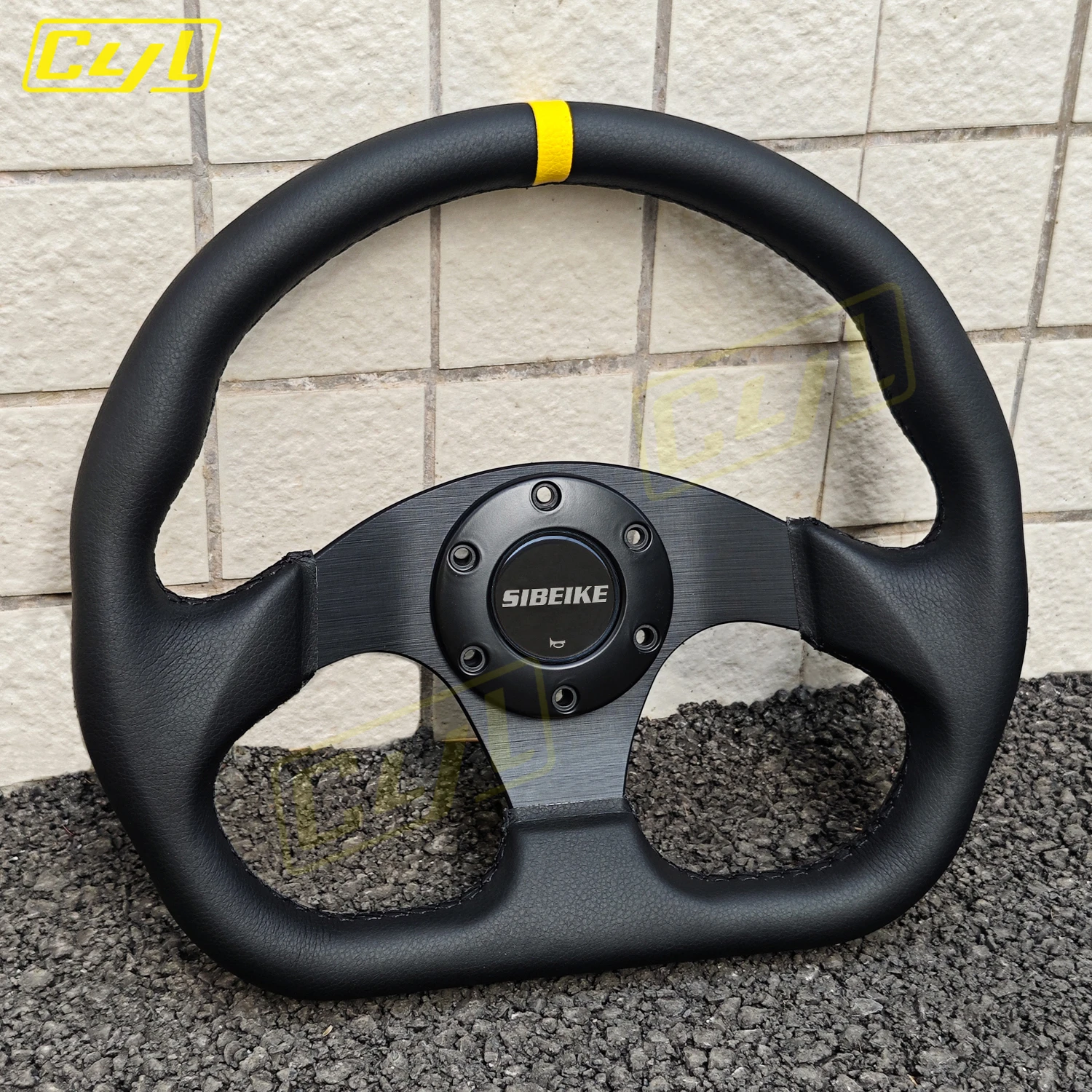 Volante Deportivo JDM TIYPEOR De 320 Mm En Forma D, Con Aluminio Y Vinilo, 6 Tornillos, Incluye Botón De Claxon Y Llave Allen