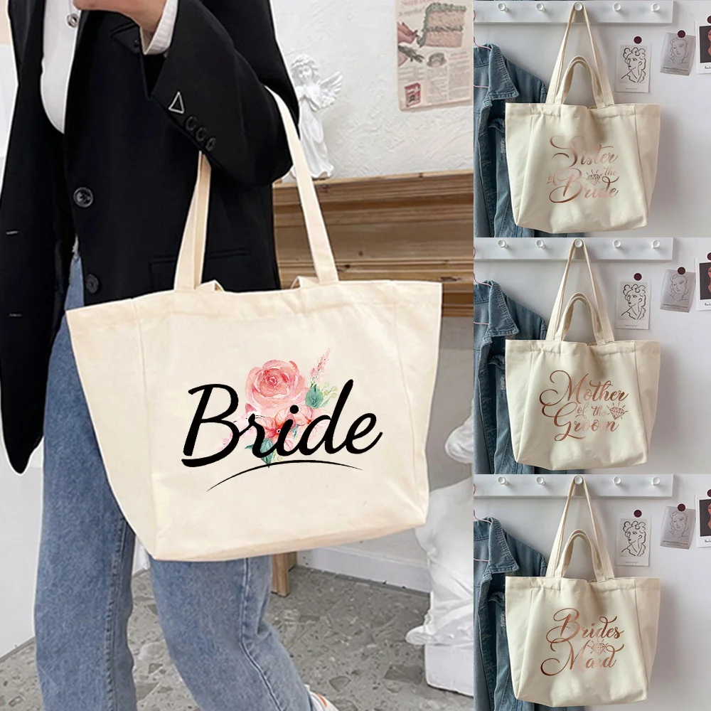 

Canvas Tote Bag Versatile Handbag for Commuter Work Student Class Underarm Women's Bag Printing Bride Series Shopping Bags