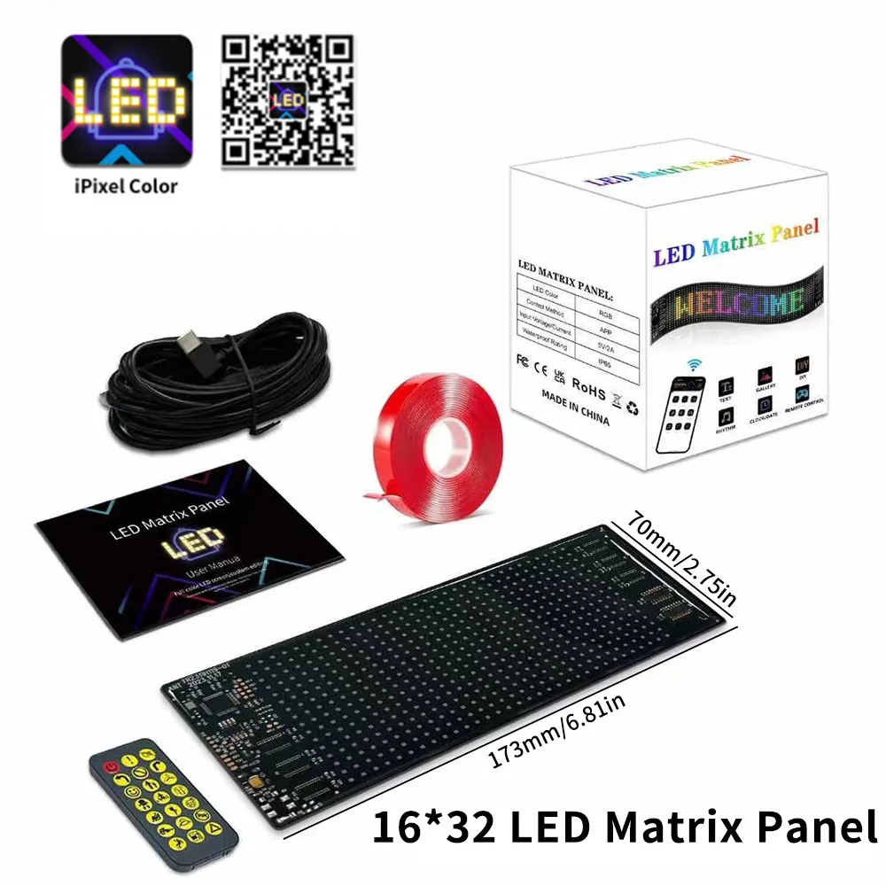 LED-Matrix-Pixel-Panel, scrollende helle Werbung, LED-Schilder, flexibel, USB, 5 V, LED-Autoschild, Bluetooth, App-Steuerung, Autozubehör