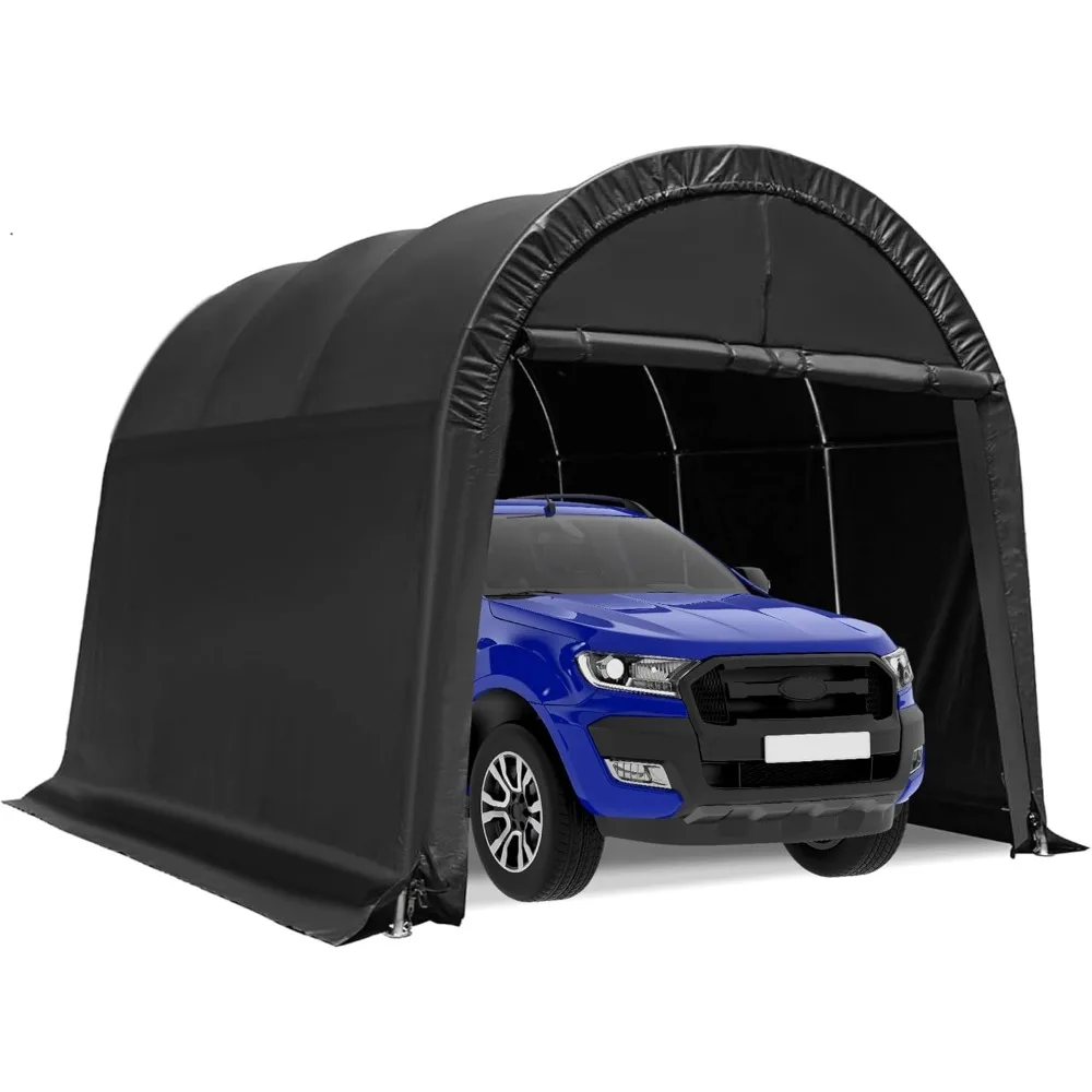 

Carport 10 x15 FT Heavy Duty, Portable Garage with All-Steel Metal Frame and Round Style Roof, Anti-Snow Car Canopy Outdoor Sto