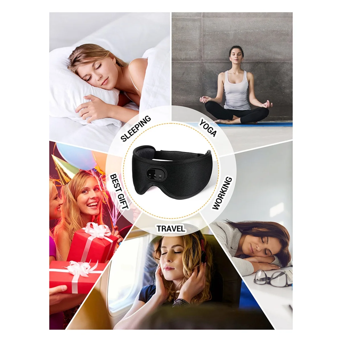 A20M 3D Bluetooth Schlafmaske Kopfhörer Augenmaske Bequeme drahtlose Musik Schlafmaske Rauschunterdrückung Blackout Schlafmaske