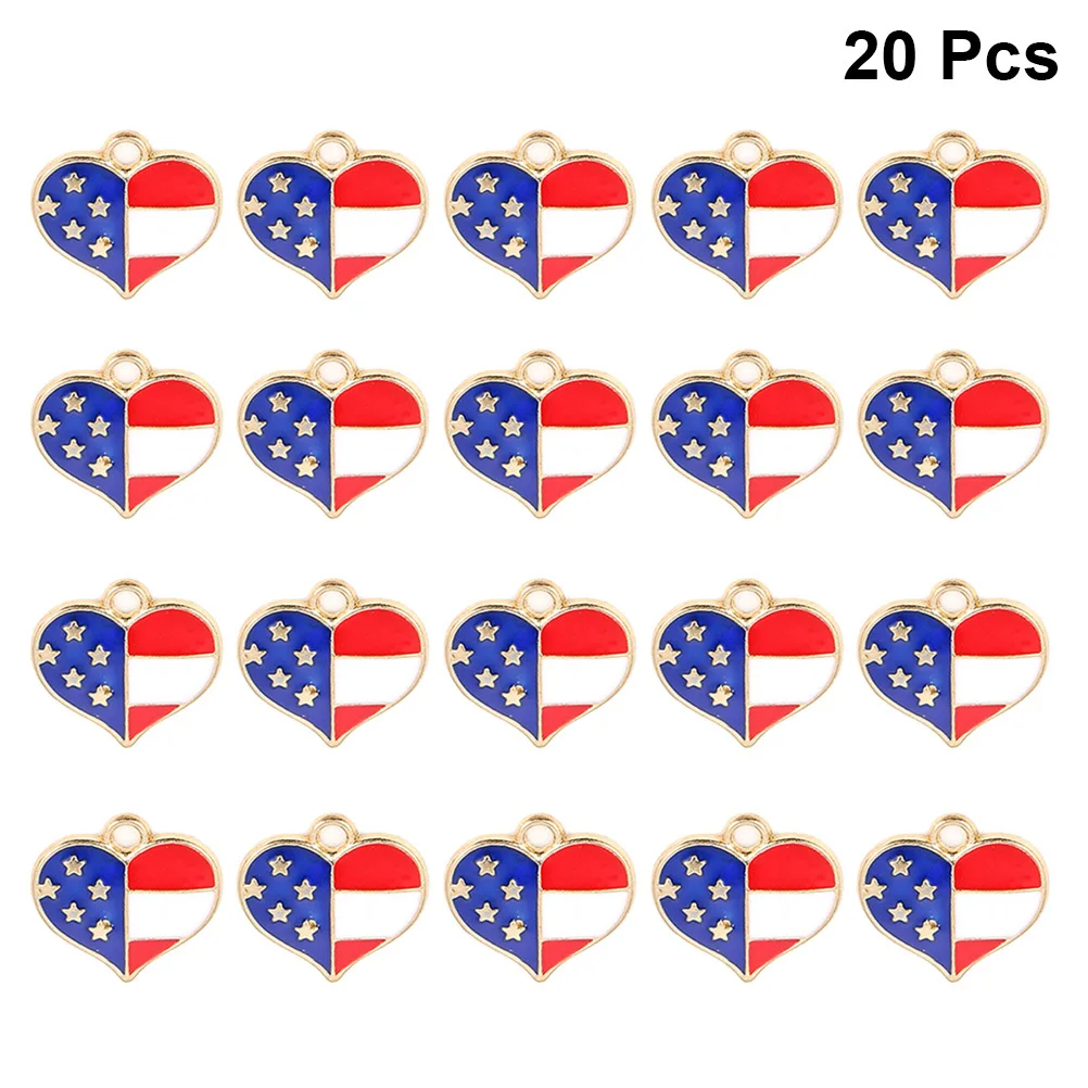 

20 шт. сплав американский флаг сердце кулон подвески DIY аксессуары для изготовления ювелирных изделий ожерелье браслет День независимости тематические подарки