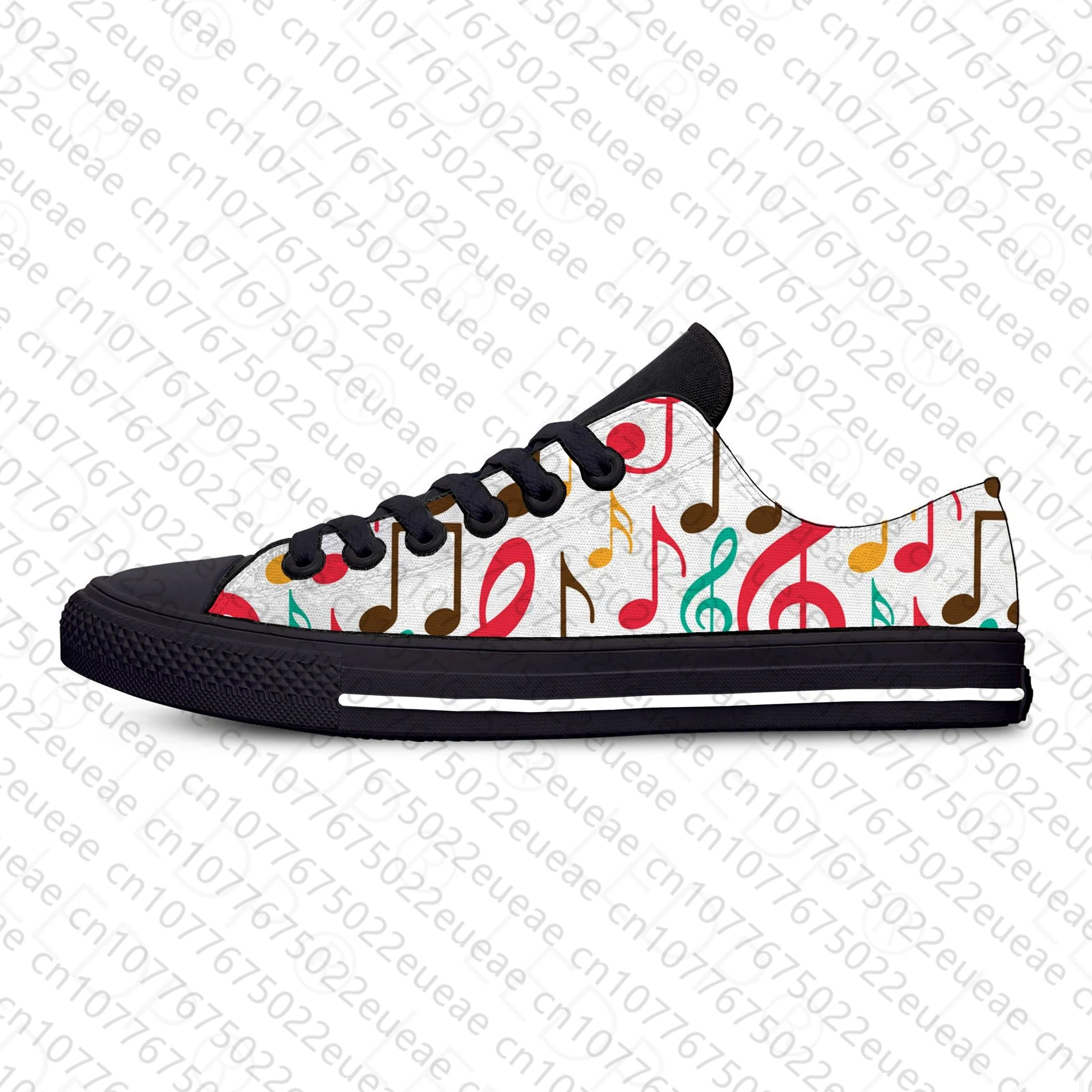 Musical Note pattern music Cool Fashion Funny Casual Cloth Shoes Low Top Lightweight Breathable 3D Printed Men women Sneakers